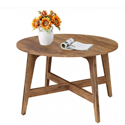 Round Coffee Table, 31.5-Inch Center Table, Tapered Legs, Curved Transitions, Easy to Assemble, for Living Room - 31.5" x 31.5" x 18"/Brown